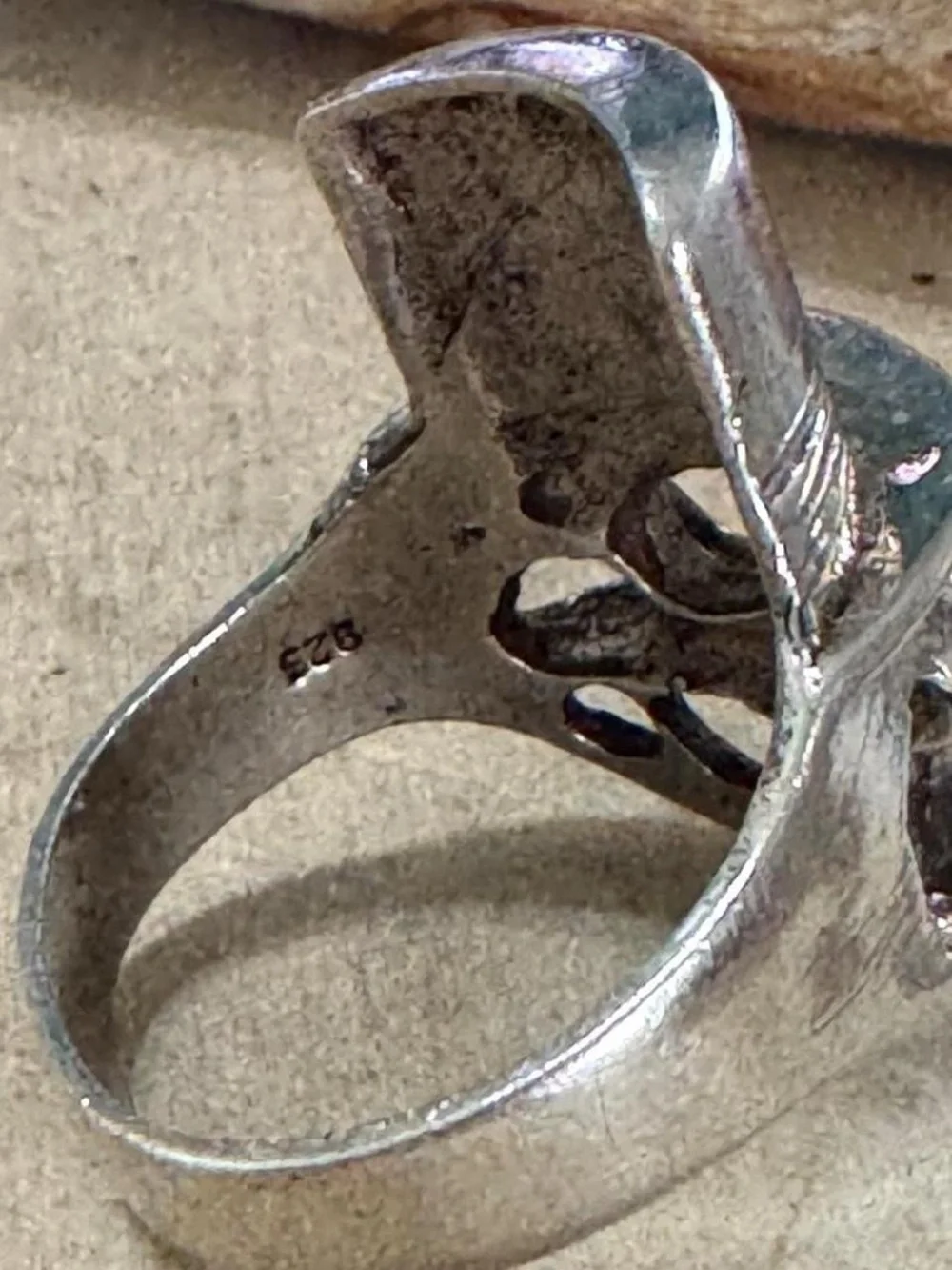 925 Sterling Silver Vintage Skull & Hat Biker Gothic Punk Ring Size 13